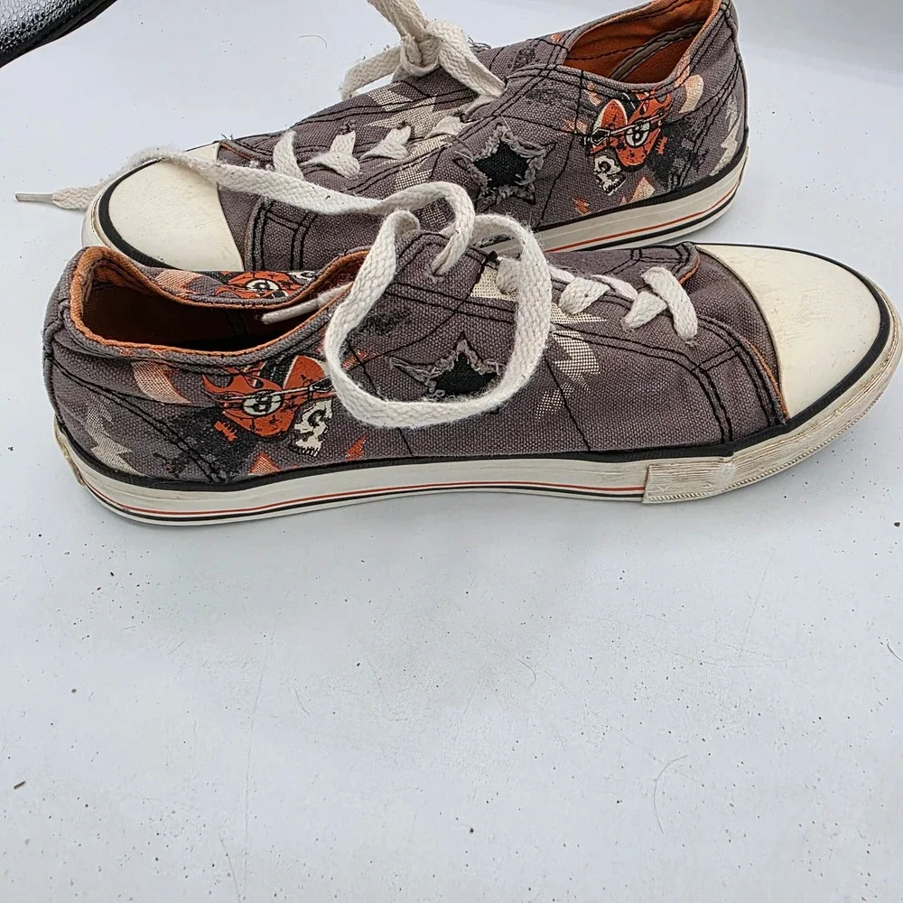 Converse One‎ Star Kids Low Top Sneakers Skull Star Skater Shoes Size 4